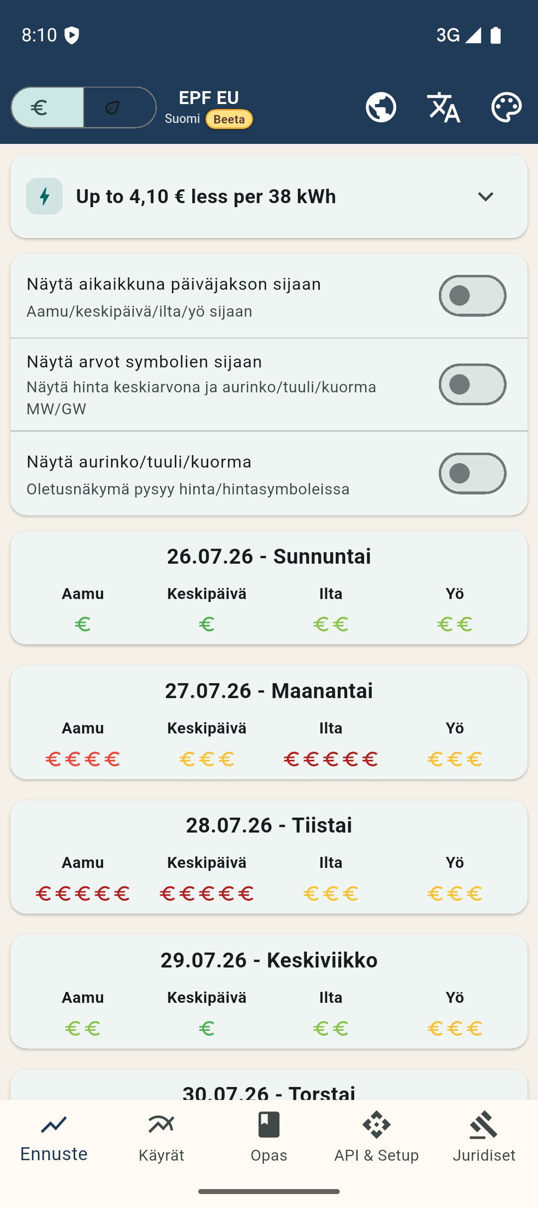 Määritä hälytykset sovelluksessa